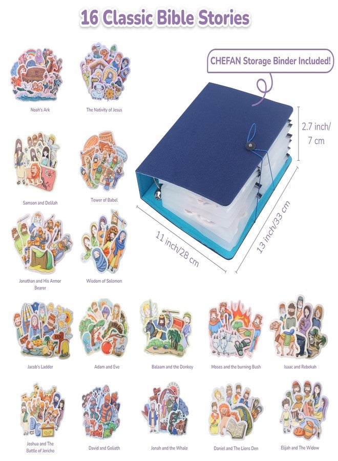 CHEFAN 16 Pack Felt Board Bible Stories Set, Flannel Board Stories with a Multi-functional Felt Pieces Storage Binder for Preschool Activities, Included Noah's Ark, Adam and Eve, The Nativity of Jesus - Image 2